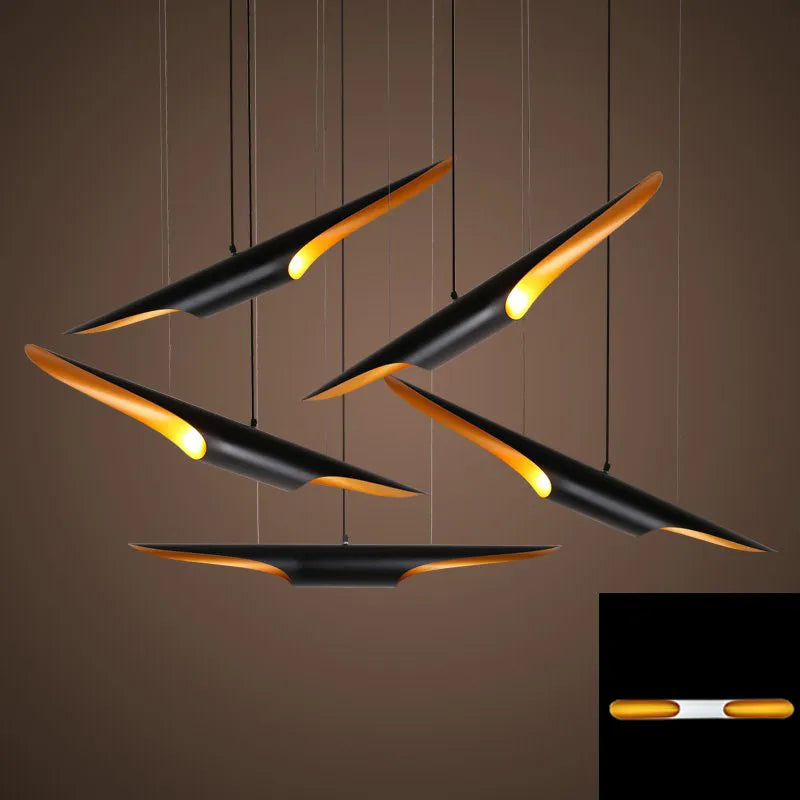 Delightful Coltrane modern loft LED gold black wing aluminum tube pendant light