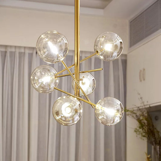 Gold Glass sphere Bubble chandelier light