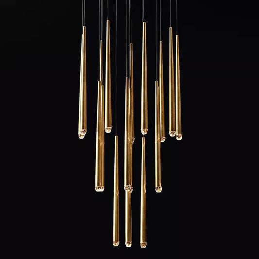 Led Crystal Golden/ Black Long Chandelier