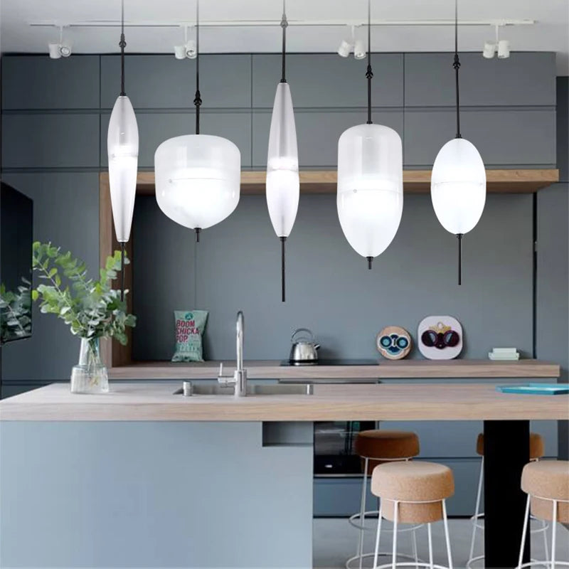 Nordic modern ice blue glass pendant light