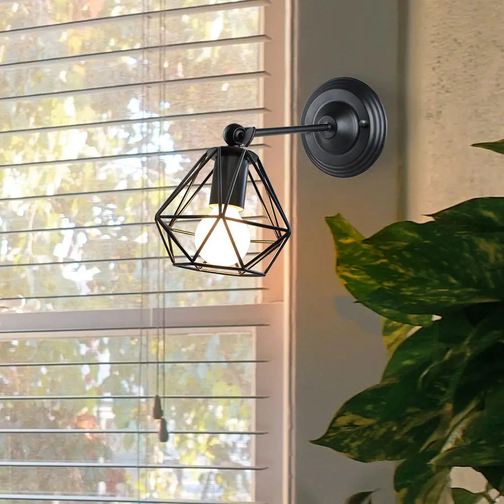 Vintage Retro Loft LED jaula luz de pared lámparas de pared industriales lámpara sombra E27 apliques luces interior moderno accesorio de iluminación para el hogar