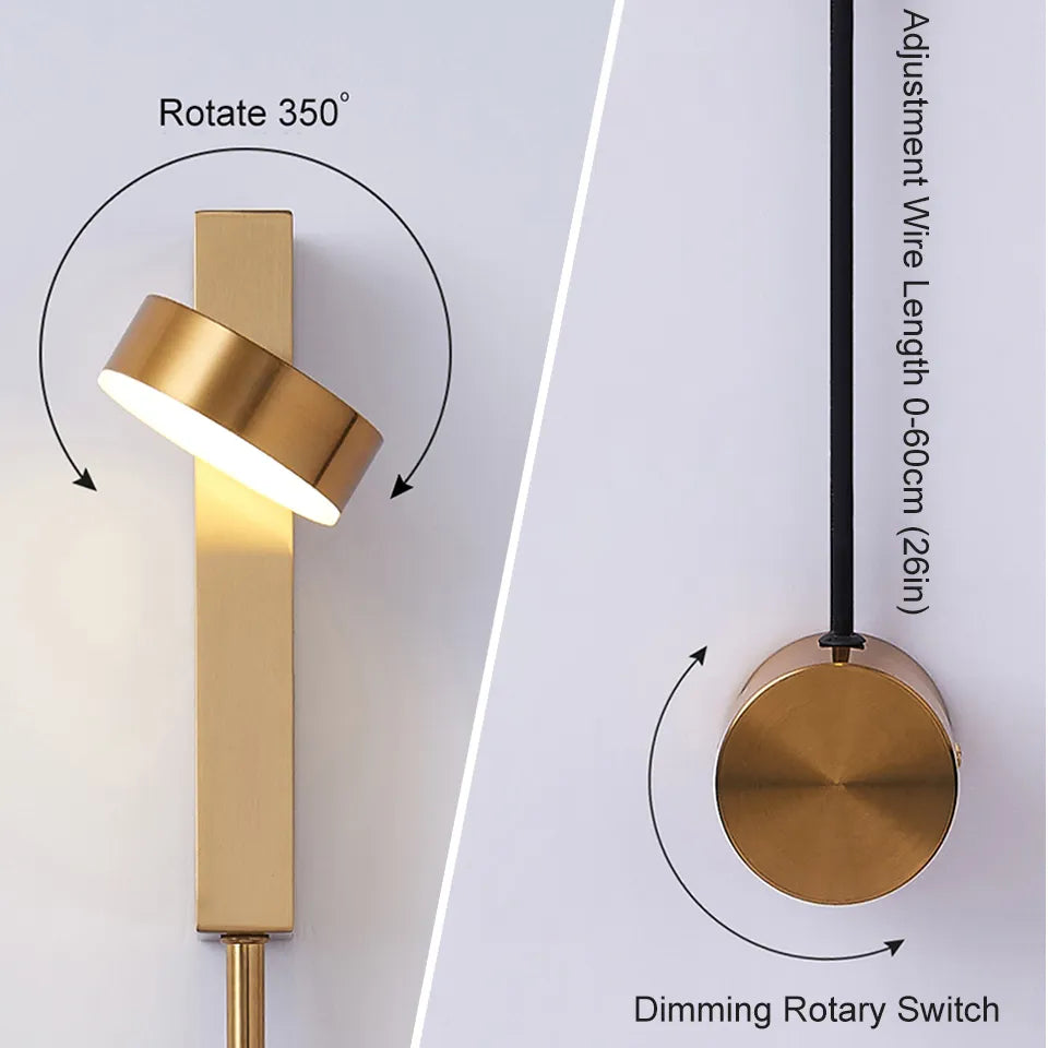 LED rotational dimmable led sconce