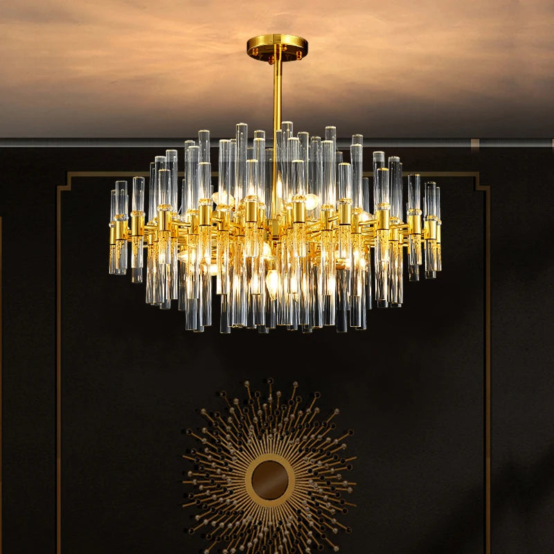 Luxury golden round stainless chandeliers lighting