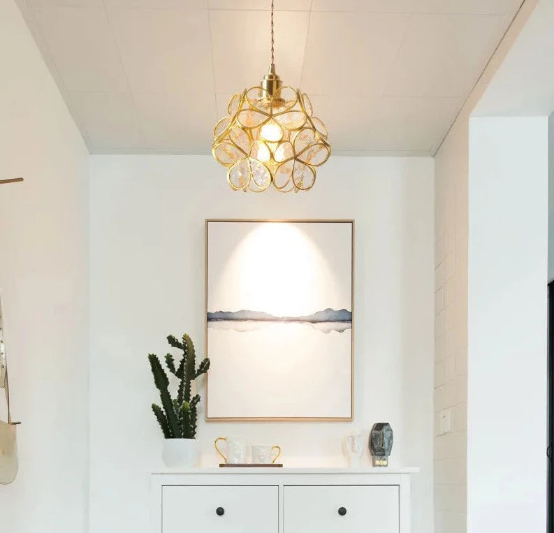 Flower Glass Copper Pendant Lighting