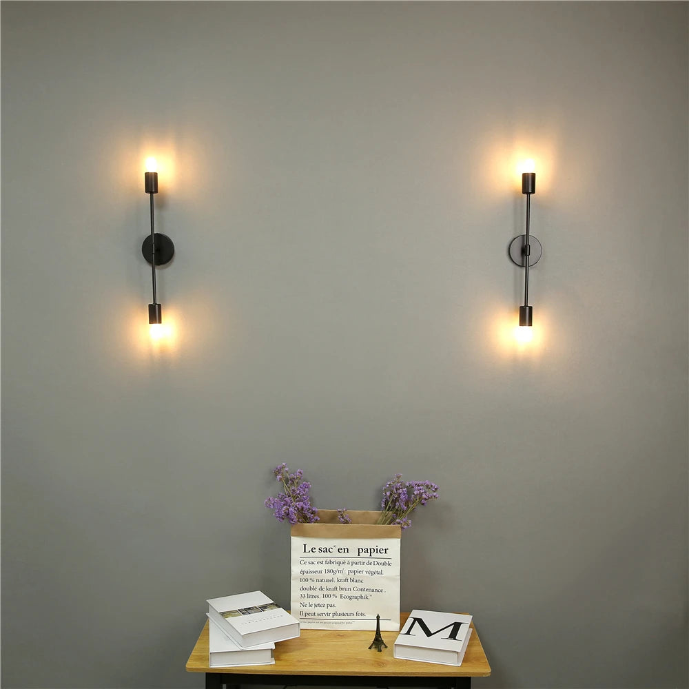 Lámparas de pared modernas de hierro con doble cabezal, luces LED simples para pared, Bar, pasillo, sala de estar, mesita de noche, dormitorio, accesorio de iluminación para decoración del hogar