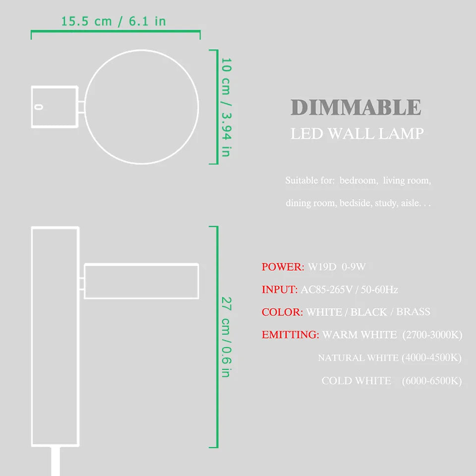 LED rotational dimmable led sconce