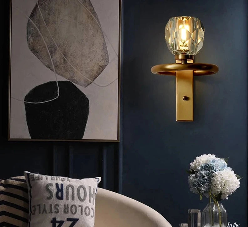 Nordic Copper crystal sconce light