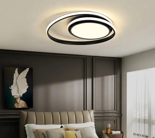 Luces de techo modernas, lámpara LED para sala de estar, dormitorio, sala de estudio, lámpara de techo montada en superficie de color blanco y negro, AC85-265V decorativa