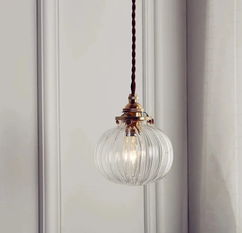 Copper line Glass Ball Pendant Light