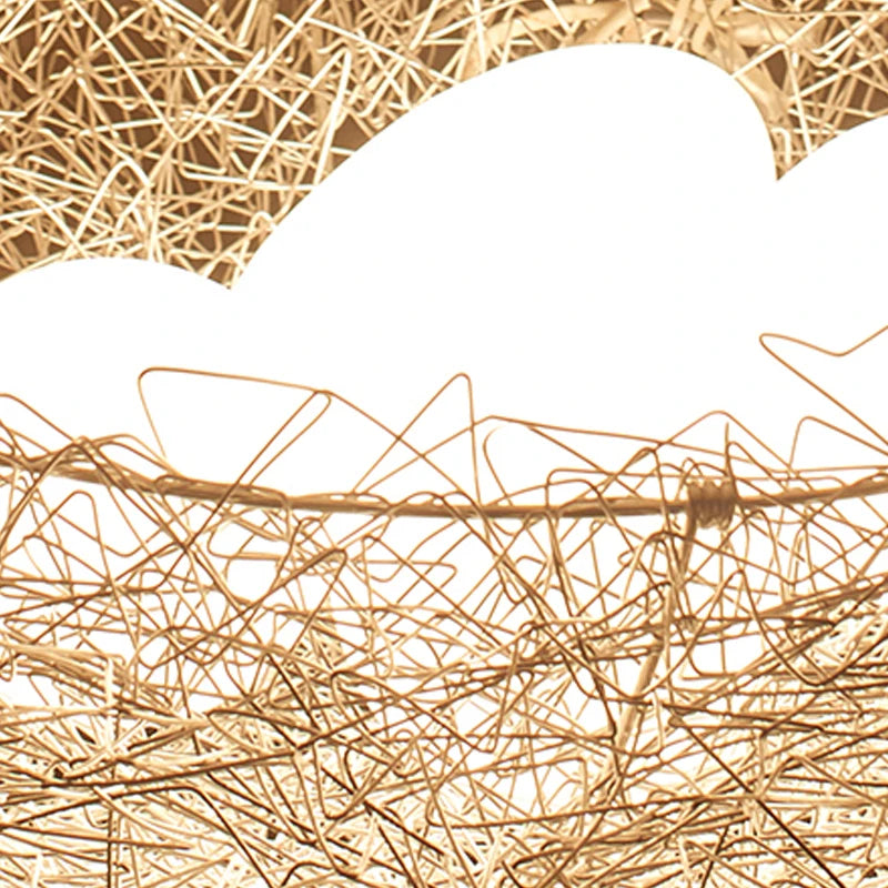 Luces colgantes de Nido de Pájaro de alambre de aluminio creativas, huevo de pájaro, arte nórdico, habitación de niños, restaurante, lámpara colgante led E27