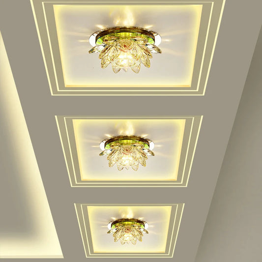 Pumpkin Lotus Crystal LED Ceiling Light