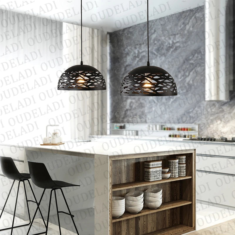 Led metal Hollow contemporary pendent light