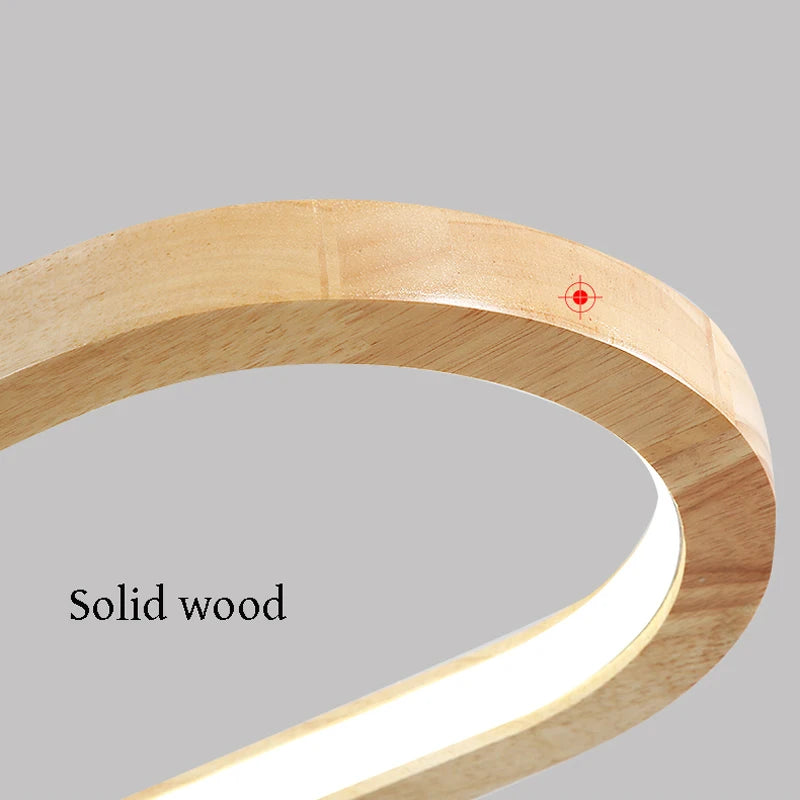 Lámpara colgante de madera LED, lámpara colgante de comedor de estilo moderno para sala de estar/dormitorio/luz de oficina de estudio