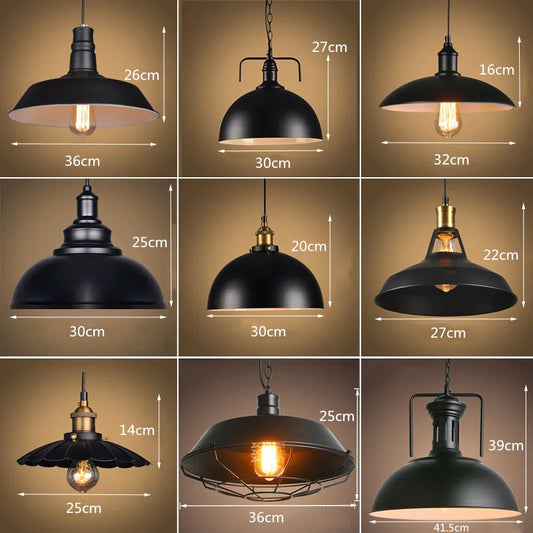 Vintage Iron Black E27 Pendant Lights