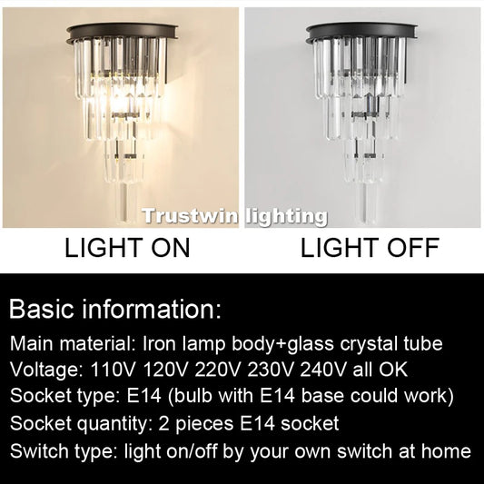 American  LED iron glass crystal scones light