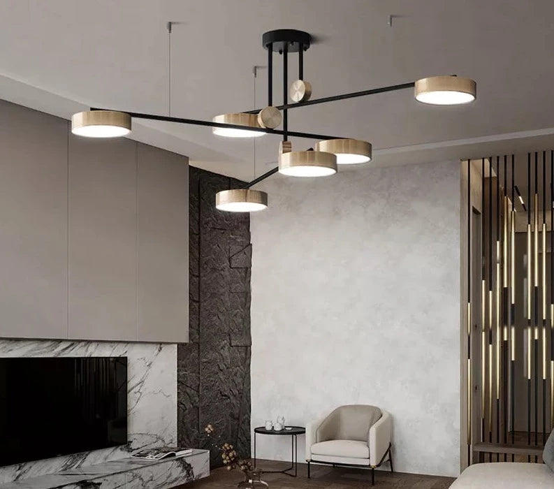 Post-modern golden Bright three color pendant light