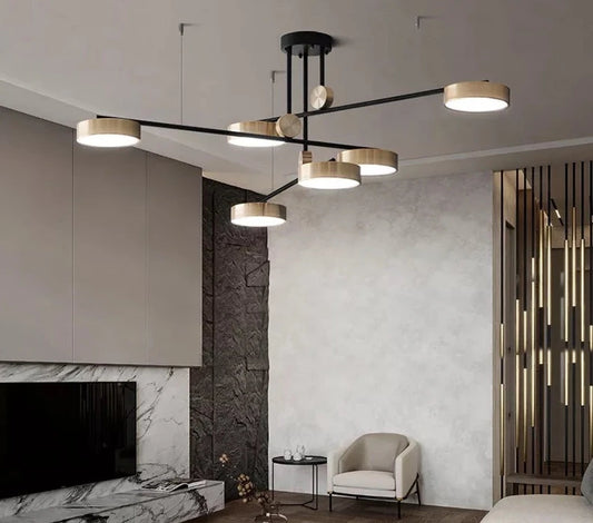 Post-modern golden Bright three color pendant light