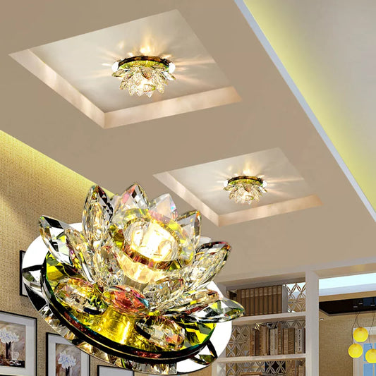 Pumpkin Lotus Crystal LED Ceiling Light