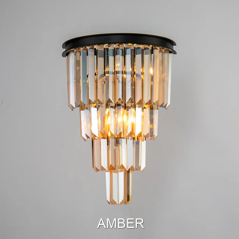 American  LED iron glass crystal scones light