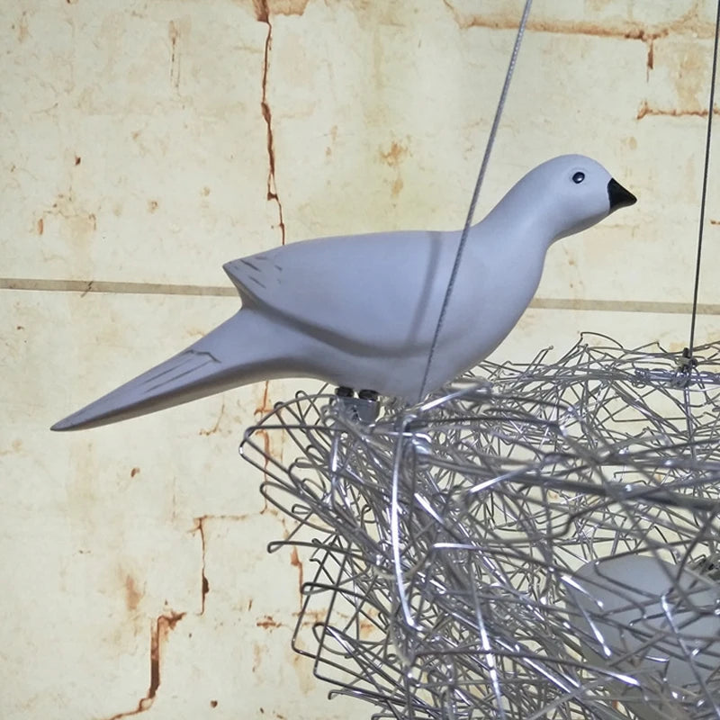 Luces colgantes de Nido de Pájaro de alambre de aluminio creativas, huevo de pájaro, arte nórdico, habitación de niños, restaurante, lámpara colgante led E27