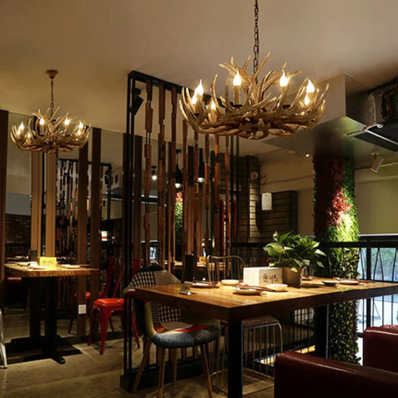 American deer antler ceiling light