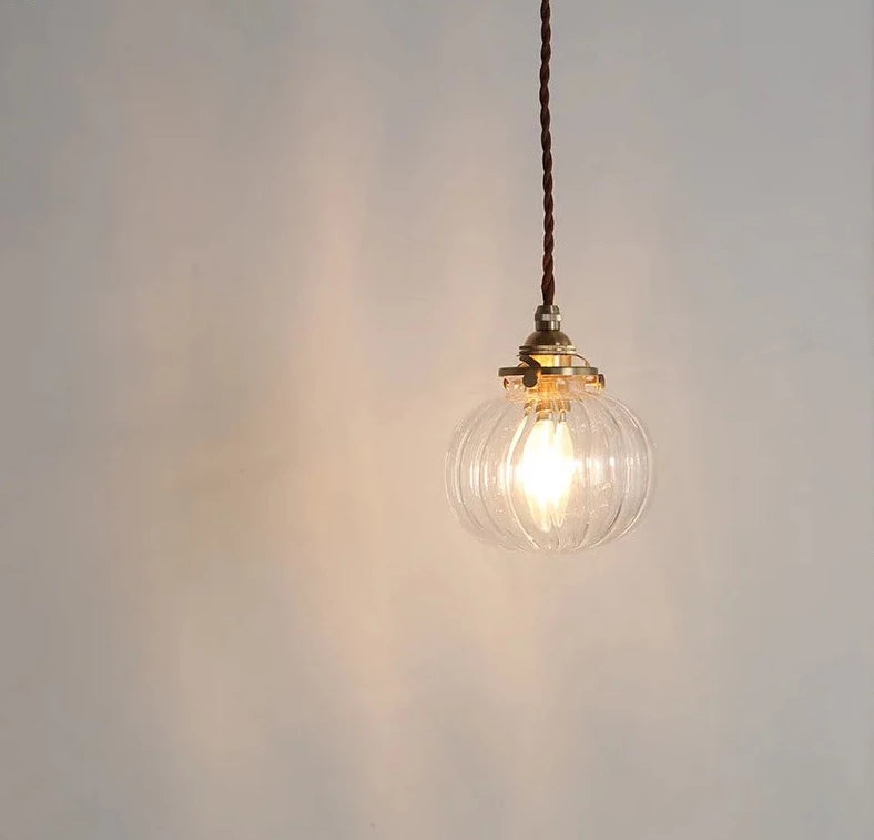 Copper line Glass Ball Pendant Light