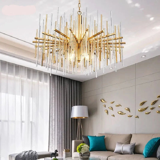 Luxury golden round stainless chandeliers lighting