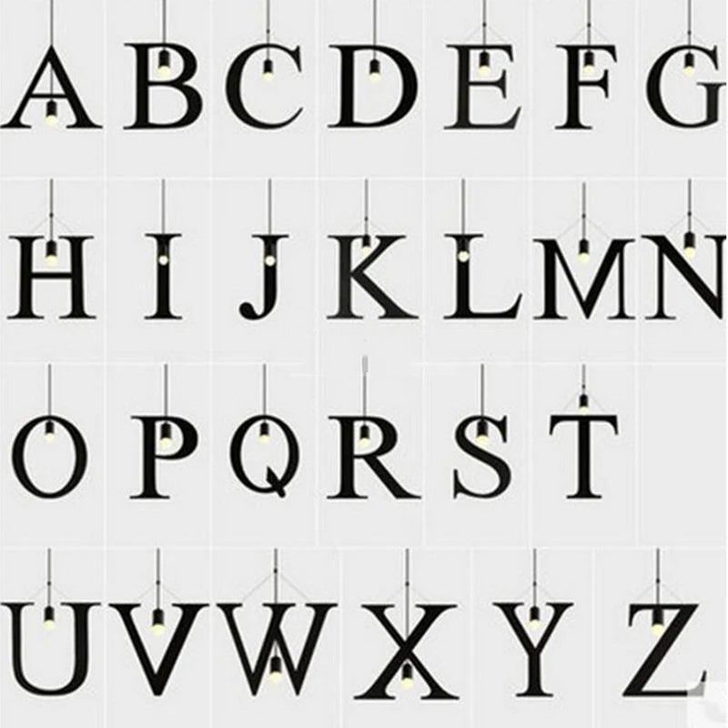 Feiemfeiyou AZ palabras personaje musical e27 lámpara colgante Led negra creativa para Bar dormitorio librería iluminación colgante