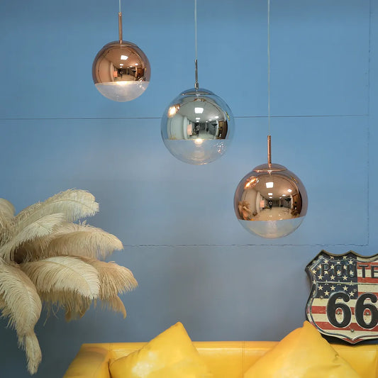 Polish Globe Glass Led suspension pendent light