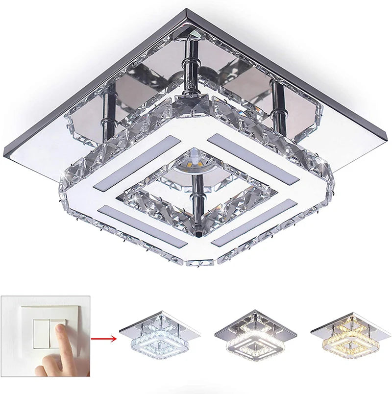 Clear Crystal square pendent light