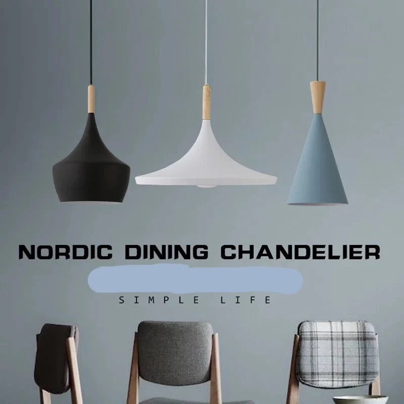 Lámpara nórdica moderna de aluminio, luces colgantes de madera, accesorios de iluminación decorativos para sala de estar, mesa de comedor y mesita de noche