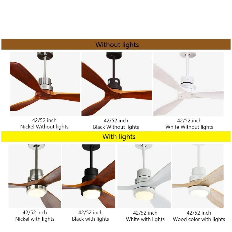 Remote Control Wood Ceiling Fans With Lights