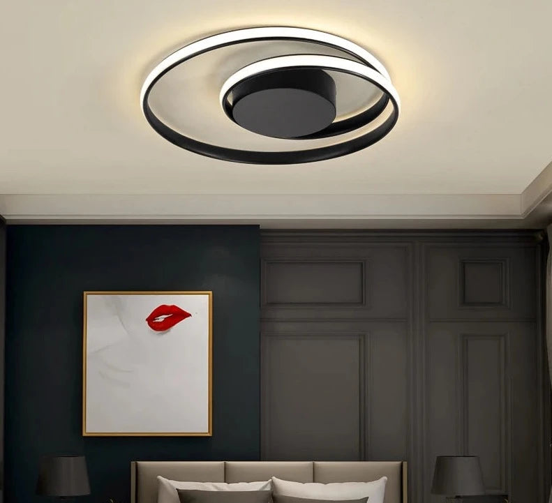 Luces de techo modernas, lámpara LED para sala de estar, dormitorio, sala de estudio, lámpara de techo montada en superficie de color blanco y negro, AC85-265V decorativa