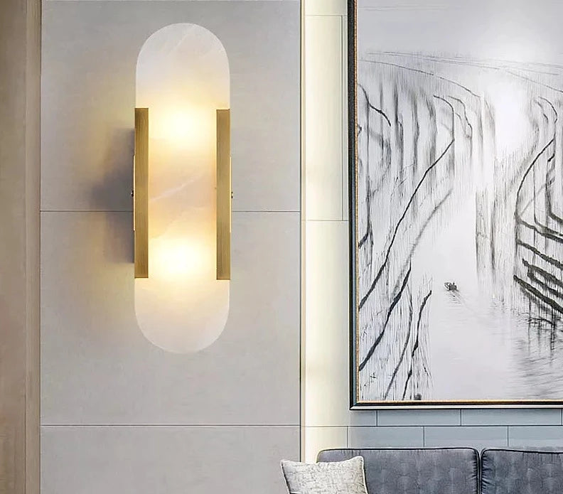 Natural marble sconce light