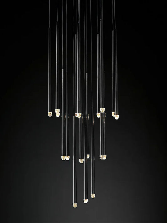 Led Crystal Golden/ Black Long Chandelier