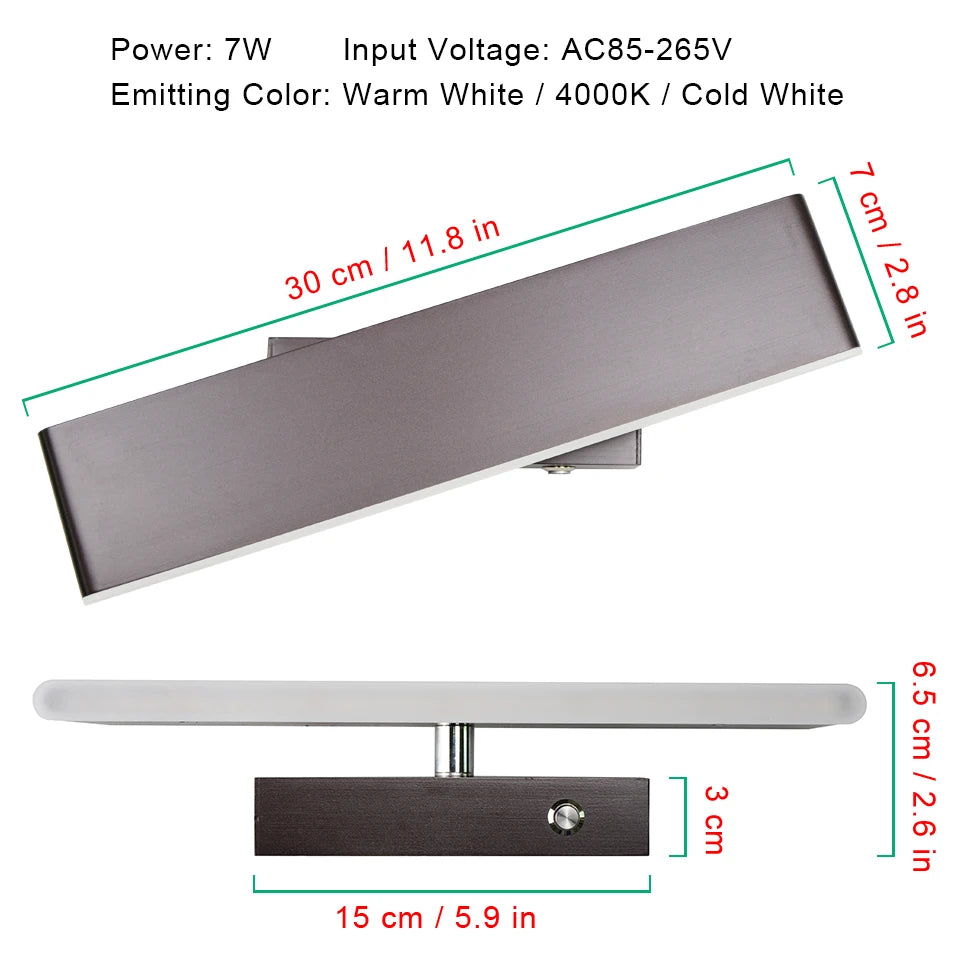 Modern LED adjustable rotation wall sconce