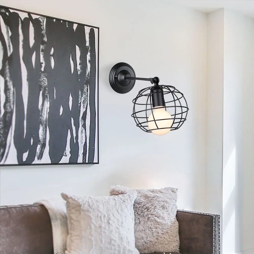 Vintage Retro Loft LED jaula luz de pared lámparas de pared industriales lámpara sombra E27 apliques luces interior moderno accesorio de iluminación para el hogar