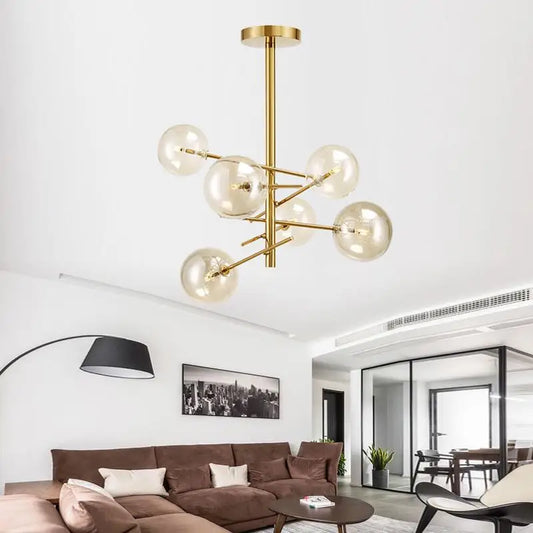 Gold Glass sphere Bubble chandelier light