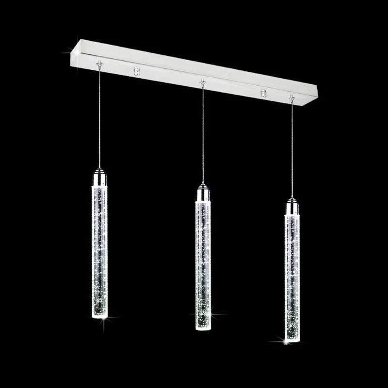 Lámpara colgante led moderna minimalista burbuja K9 luces colgantes de cristal comedor cilindro tubo largo luces colgantes techo alto