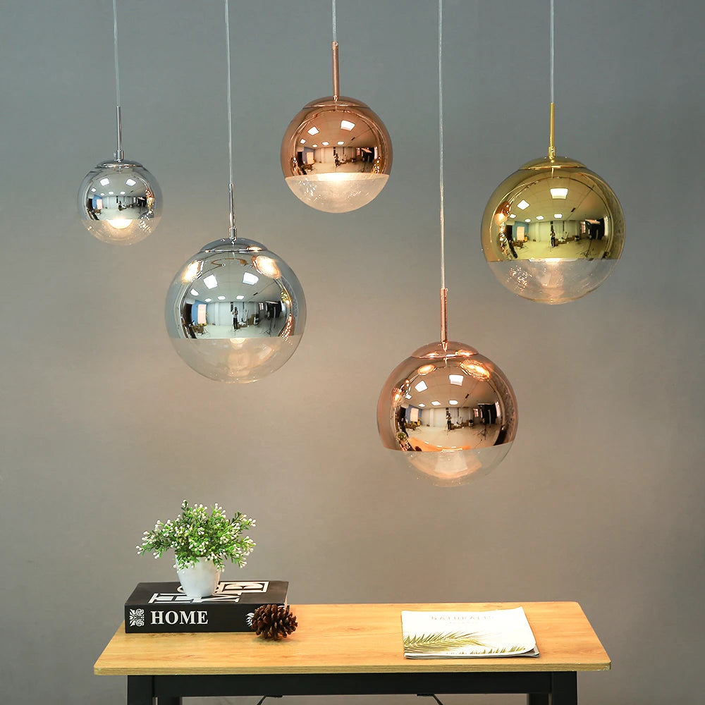 Polish Globe Glass Led suspension pendent light