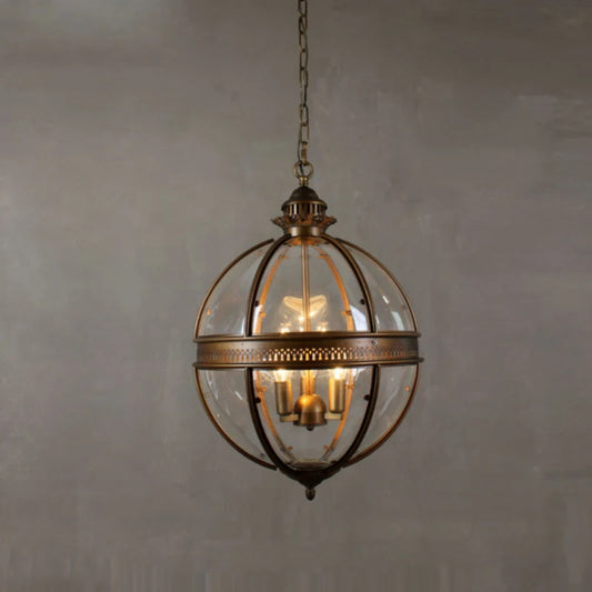 Vintage Wrought Iron Glass Shade Luminaire Fixture