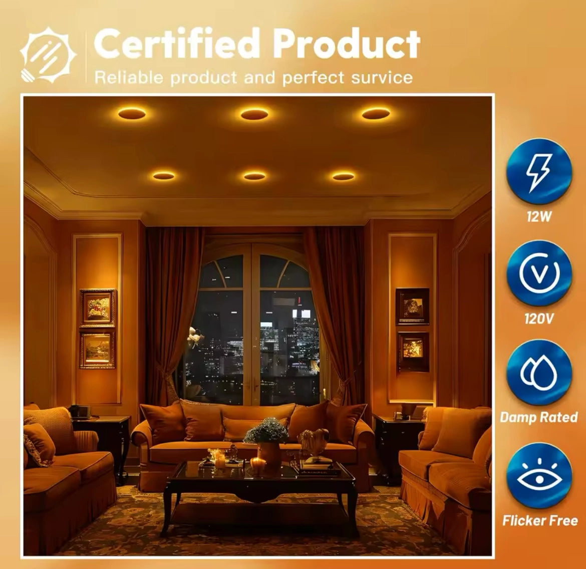 12 Pack LED Recessed Ceiling Light with Night Light 6 or 4 inch 5CCT Ultra-Thin 2700k/3000k/3500k/4000k/5000k