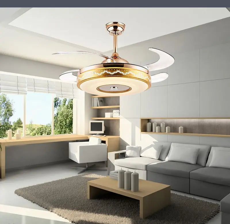 Bluetooth remote control gold ceiling fan