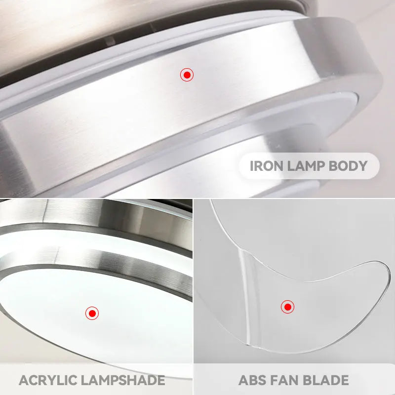 Dimmable Retractable Blade ceiling Fan Light LED