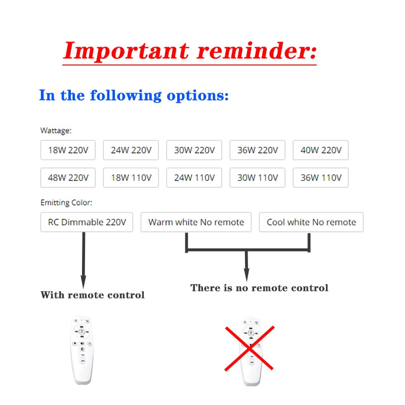 Lámparas de iluminación de LED de techo, lámpara moderna para dormitorio, sala de estar, montaje en superficie, balcón, 18w, 24w, 30w, 36w, 40w, 48w, CA 110V/220V, techo