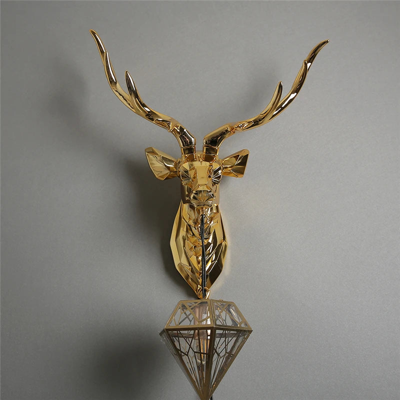 Lámpara de pared moderna con asta, lámpara de ciervo, pared creativa + lámparas para iluminación de dormitorio, accesorio de cocina, luces de pared, decoración de pared para el hogar
