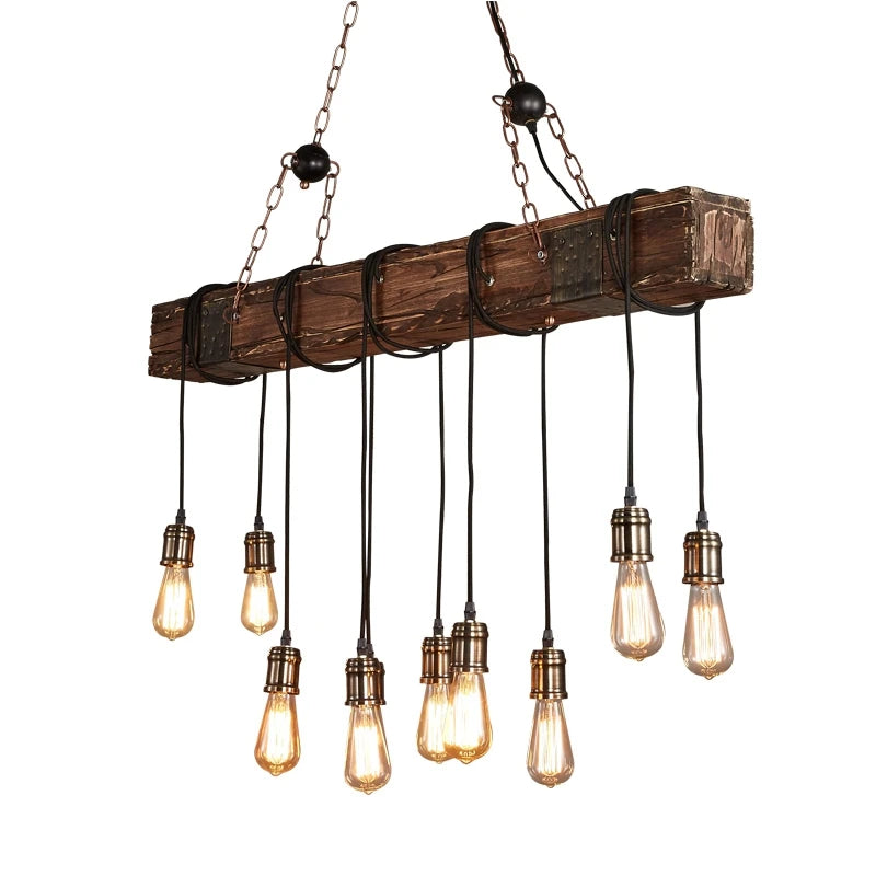 Antique Retro Wood LED Ceiling Chandelier