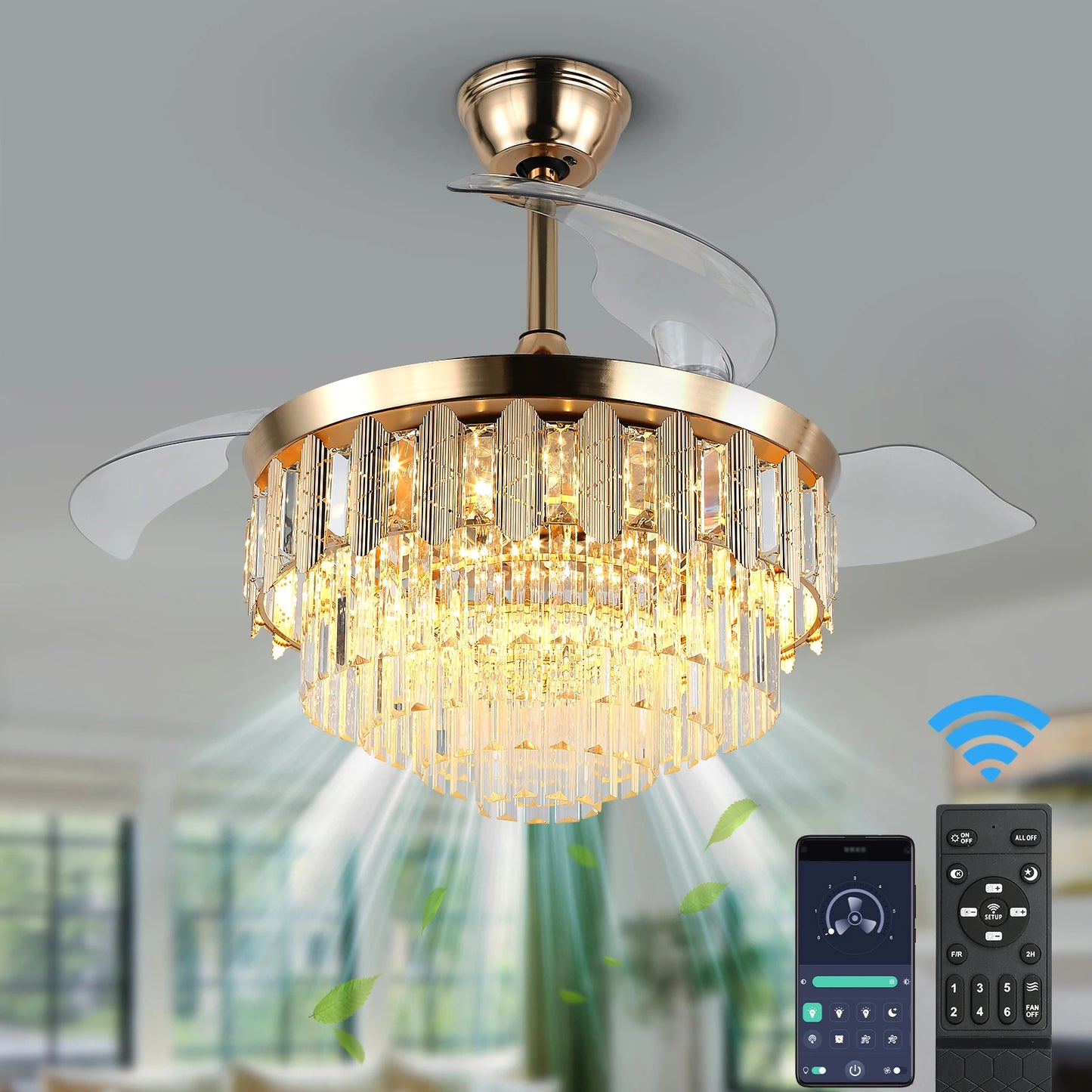 Modern Smart APP Ceiling Fan With Led Light
