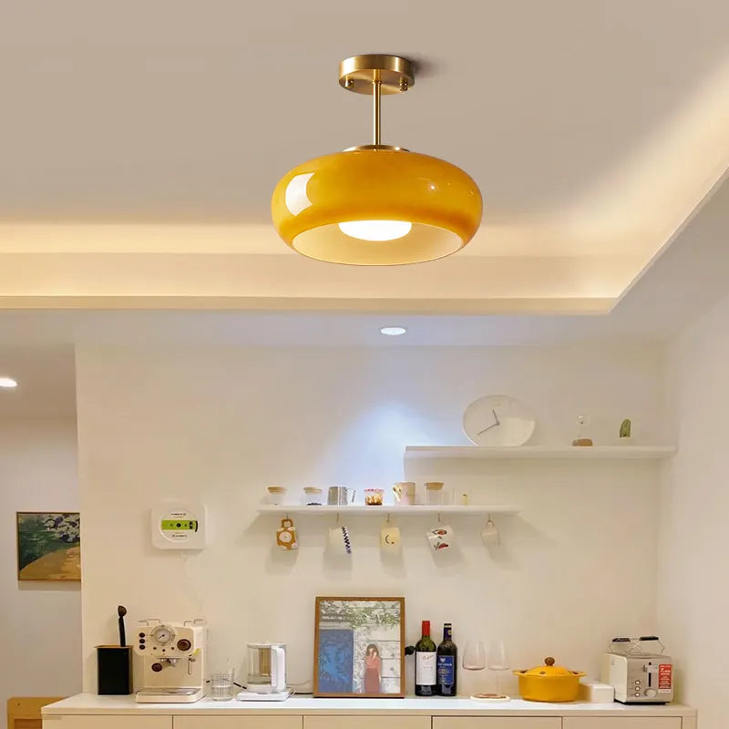 Yellow Glass LED Pendant Light