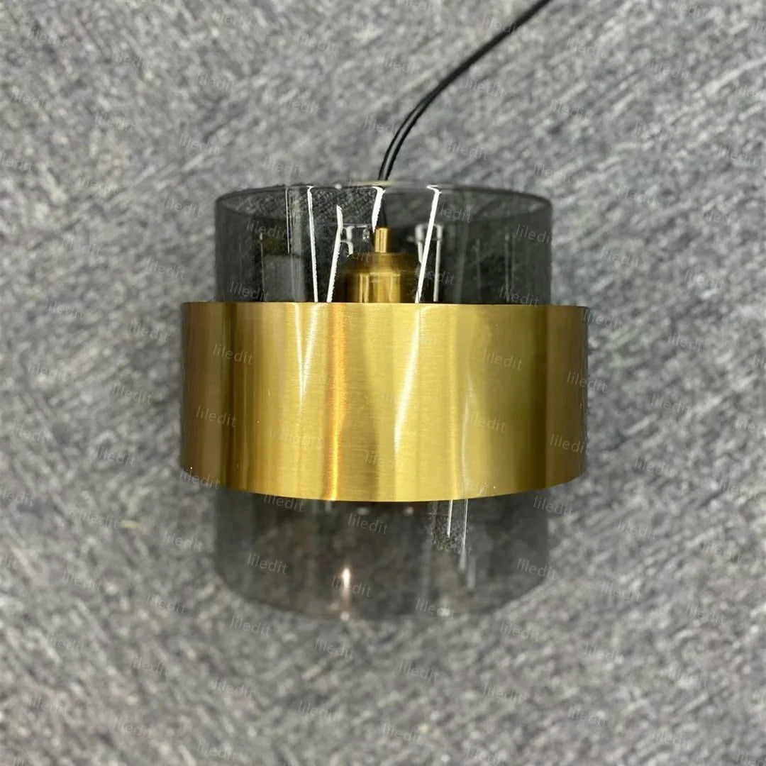 Lámpara colgante de cristal moderna, accesorio de iluminación de suspensión para restaurante, cafetería, pantalla de cristal de hierro forjado dorado, luz colgante creativa